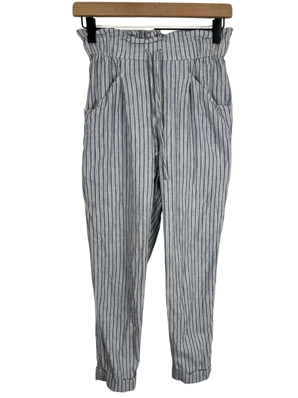 American Eagle High Waist Linen Blend Stripe Pants Womens XS